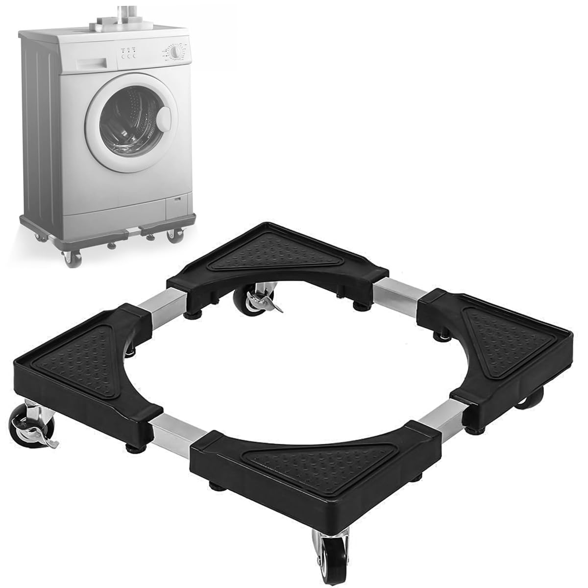 HASTHIP Washing Machine Stand Fridge Stand Movable Base with 4 Locking Swivel Wheels Appliance Furniture Mobile Base Cart for Mini Fridge, Washing Machine, Refrigerator, Moving Cart (4 Wheels) 15-24 HASTHIP Washing Machine Stand Fridge Stand Movable Base with 4 Locking Swivel Wheels Appliance Furniture Mobile Base Cart for Mini Fridge, Washing Machine, Refrigerator, Moving Cart (4 Wheels) 15-24